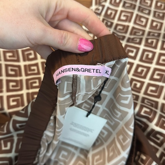 NWT Hansen & Gretel Bille Pant Geo Stamp Brown Wide Leg Size XL - Picture 11 of 16